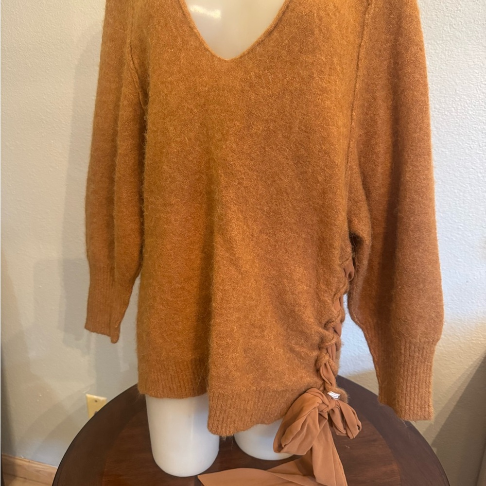 FREE PEOPLE “BE MINE” BROWN OVERSIZED TUNIC SWEATER - Picture 3 of 6